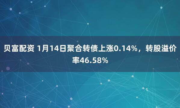 贝富配资 1月14日聚合转债上涨0.14%，转股溢价率46.58%