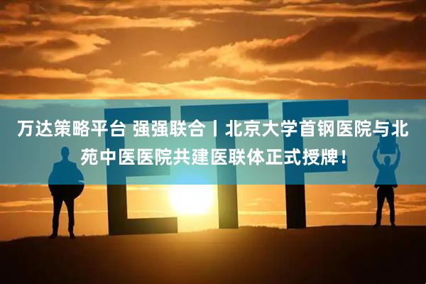 万达策略平台 强强联合丨北京大学首钢医院与北苑中医医院共建医联体正式授牌！